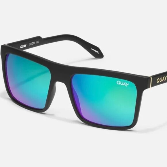 New Quay Level Up Matte Black Frame / Navy Polarized Lens Sunglasses Unisex NWOT - Picture 2 of 11